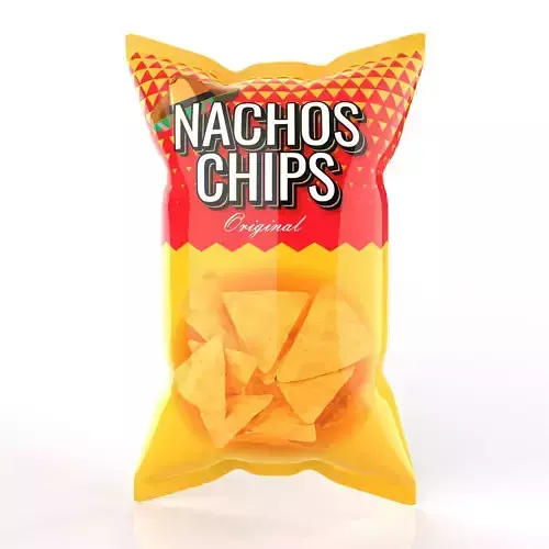 Nachos Chips Bag Packaging Model for Snack Branding 3D model