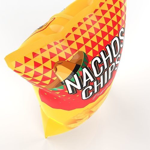 Nachos Chips Bag Packaging Model for Snack Branding 3D model 4