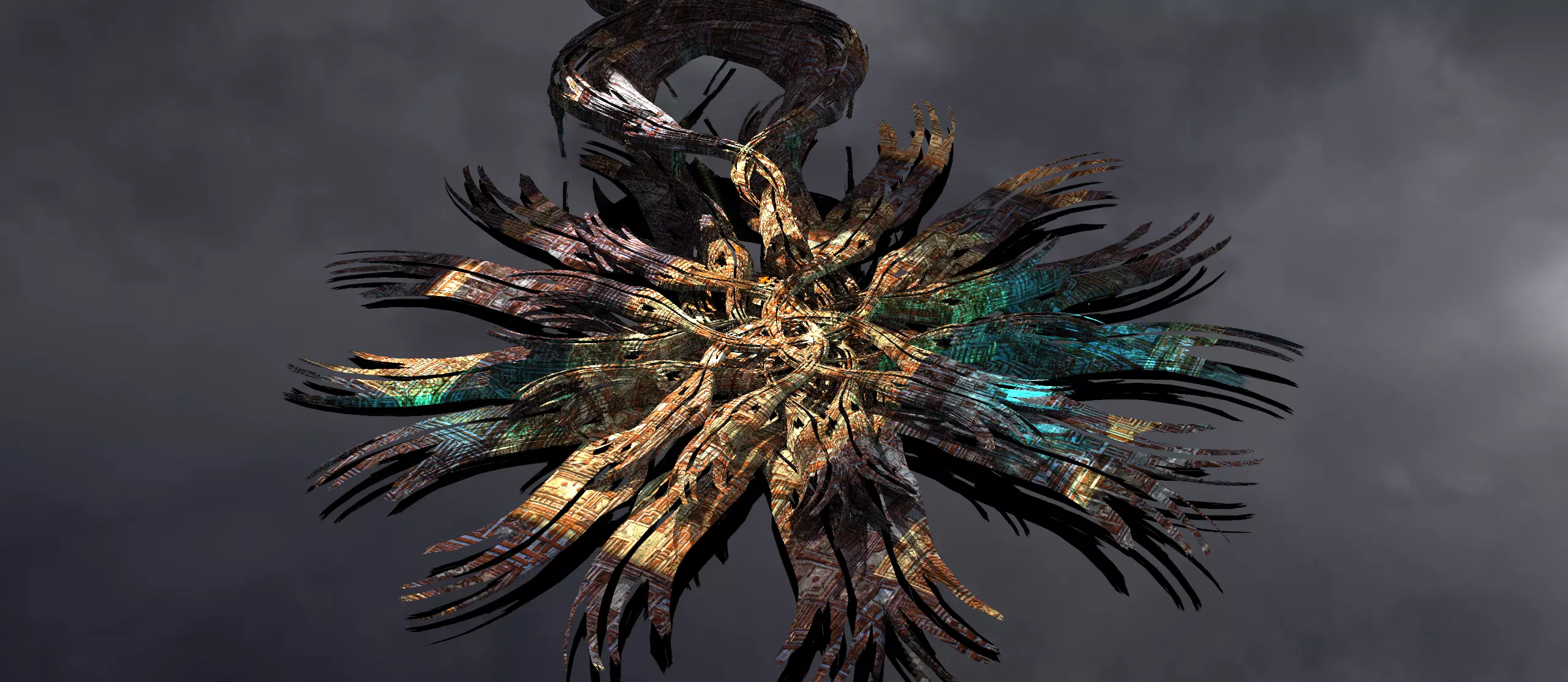 Sea Flower sci fi sculpture grid 3D model_0