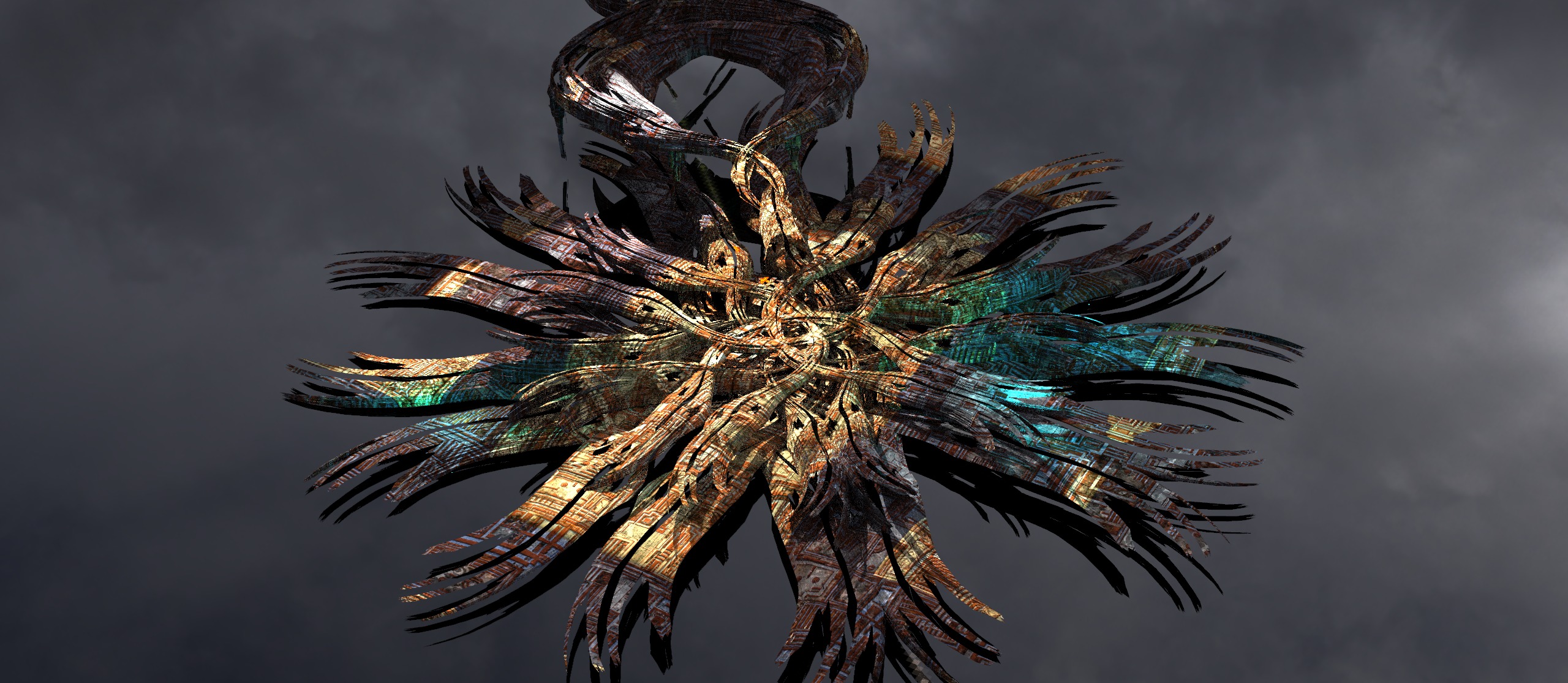 Sea Flower sci fi sculpture grid 3D model_1