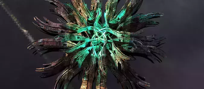 Sea Flower sci fi sculpture grid 3