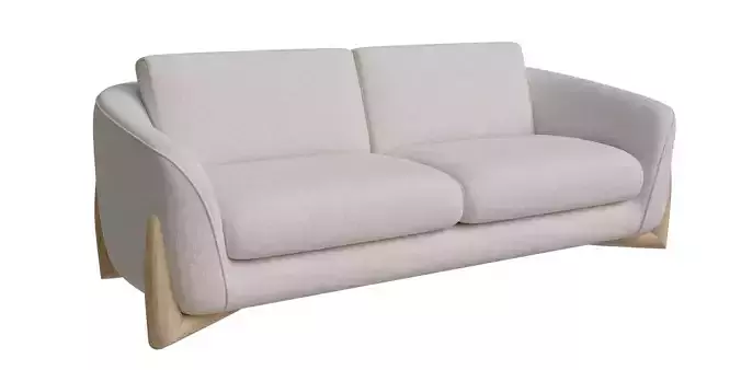 3 Seats Accent Beige Wood Sofa
