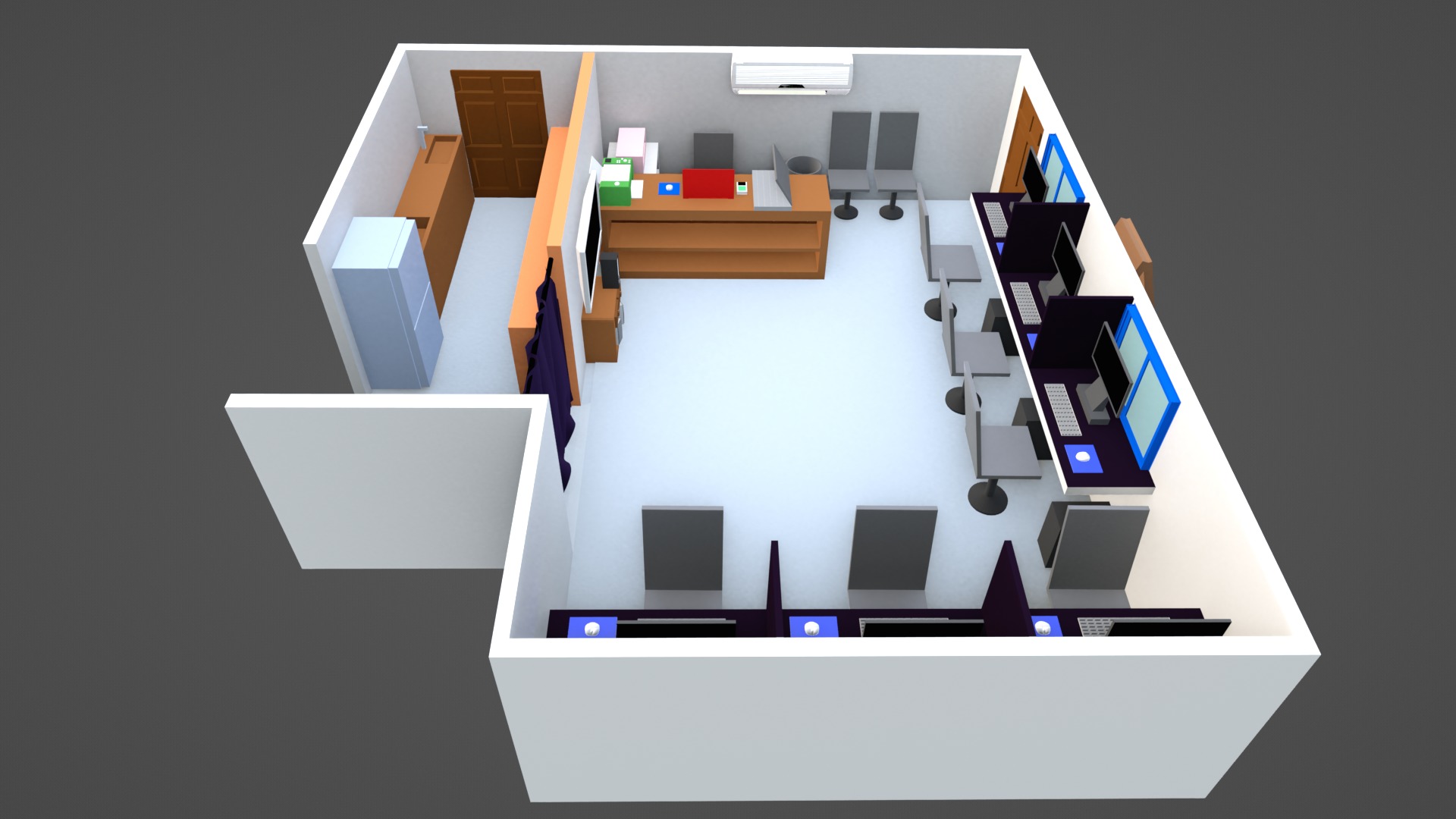 Computers Room Low-poly 3D model_3