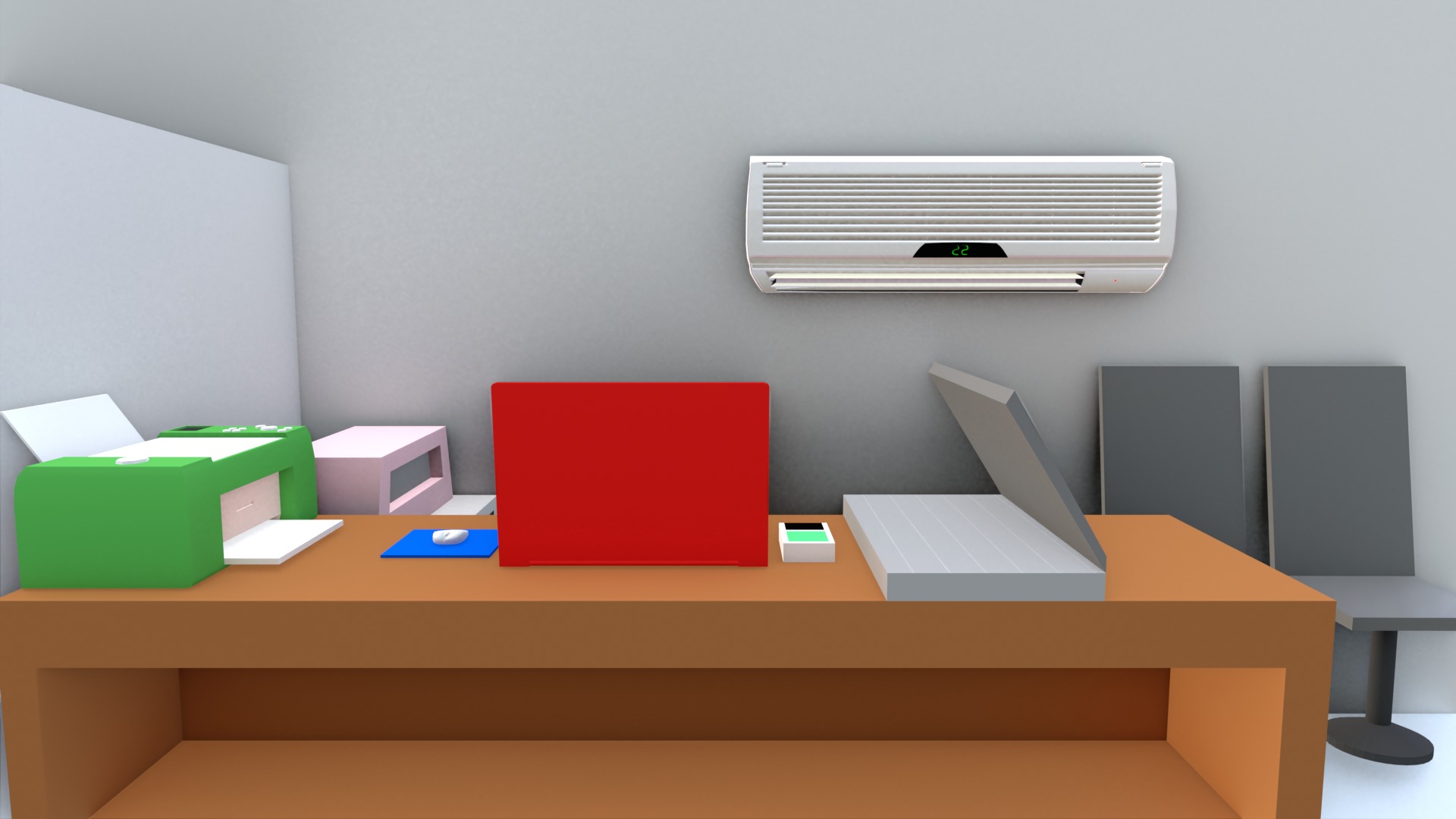 Computers Room Low-poly 3D model_6