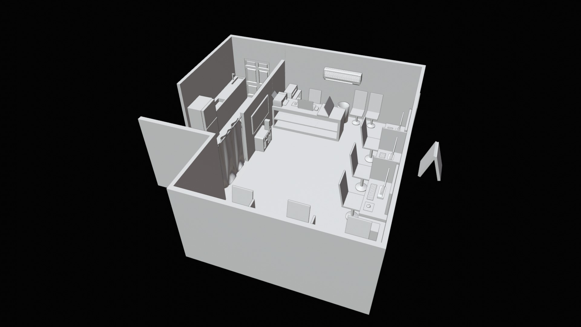 Computers Room Low-poly 3D model_11