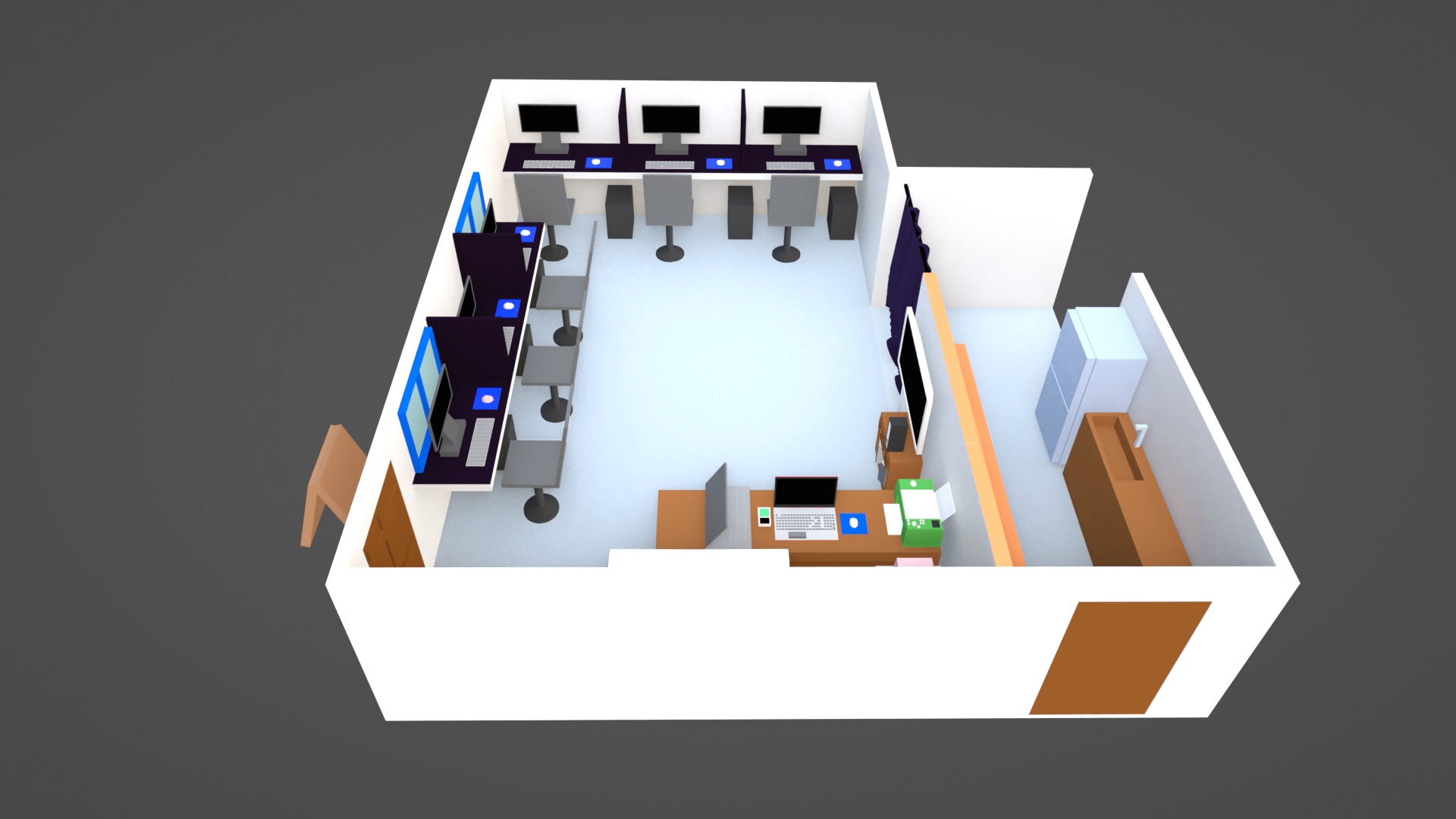 Computers Room Low-poly 3D model_4