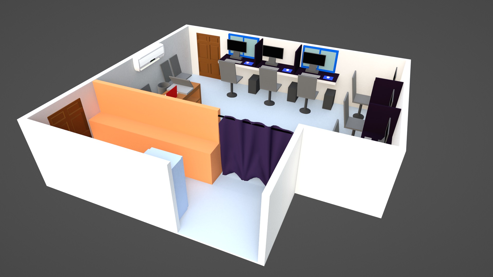 Computers Room Low-poly 3D model_2