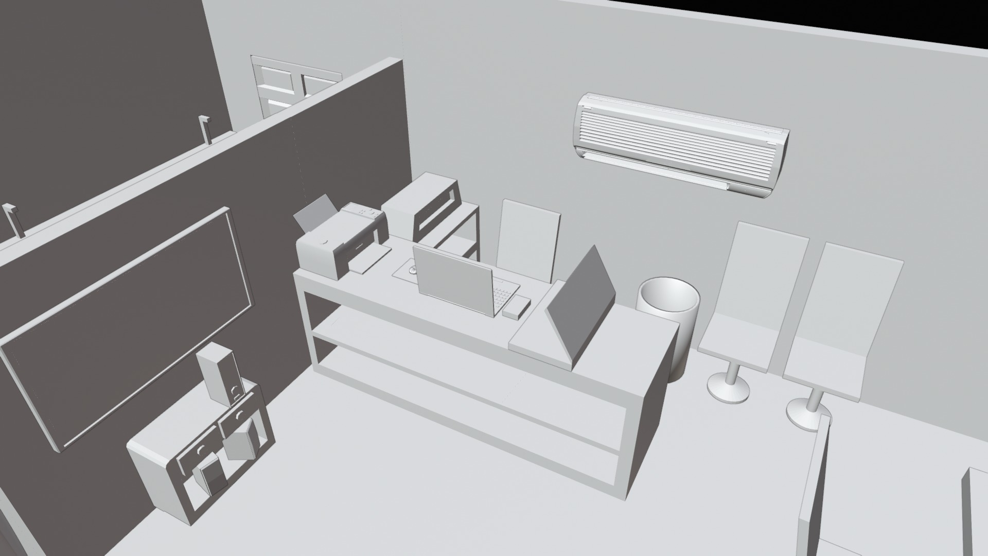 Computers Room Low-poly 3D model_13