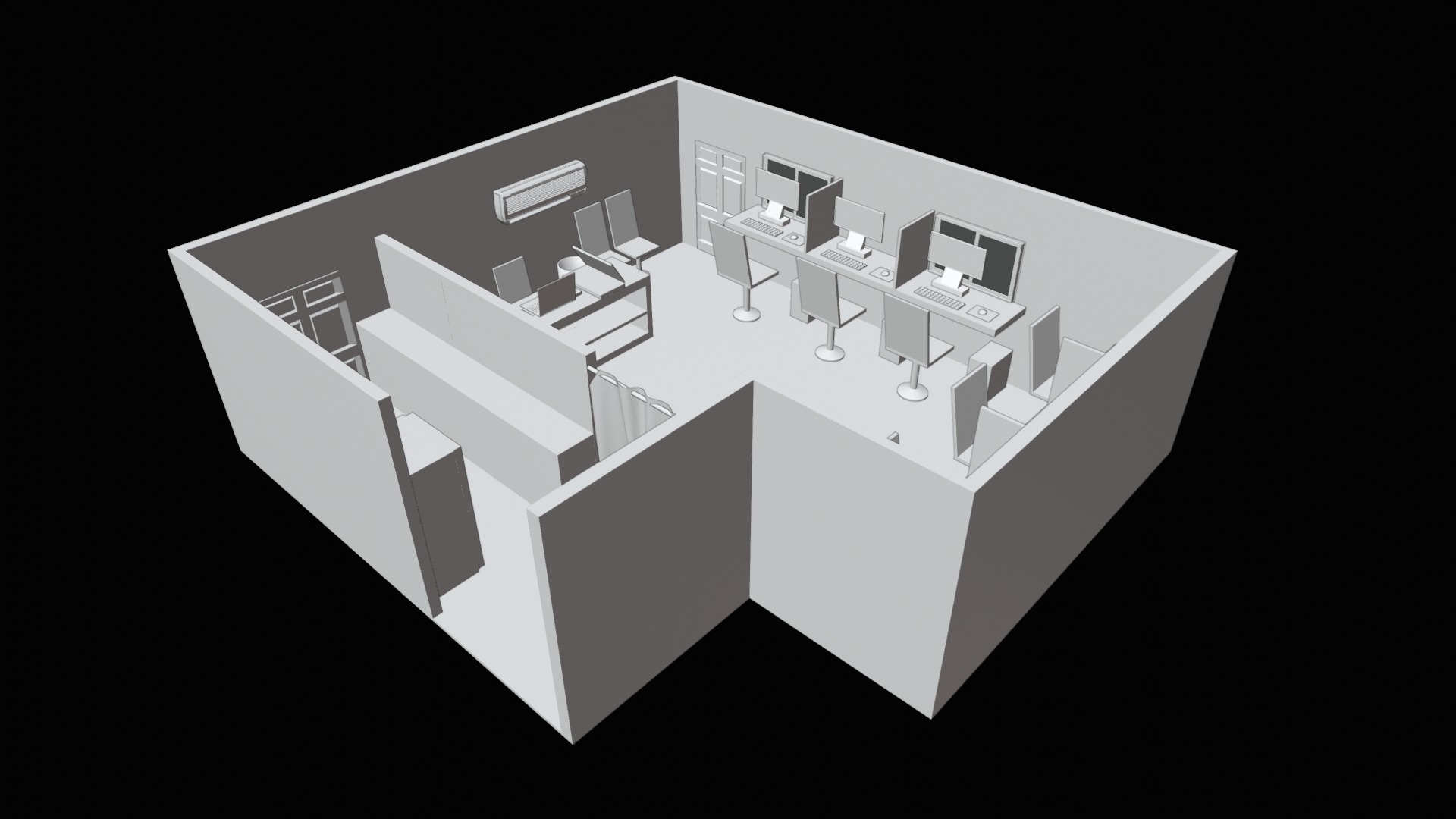 Computers Room Low-poly 3D model_12