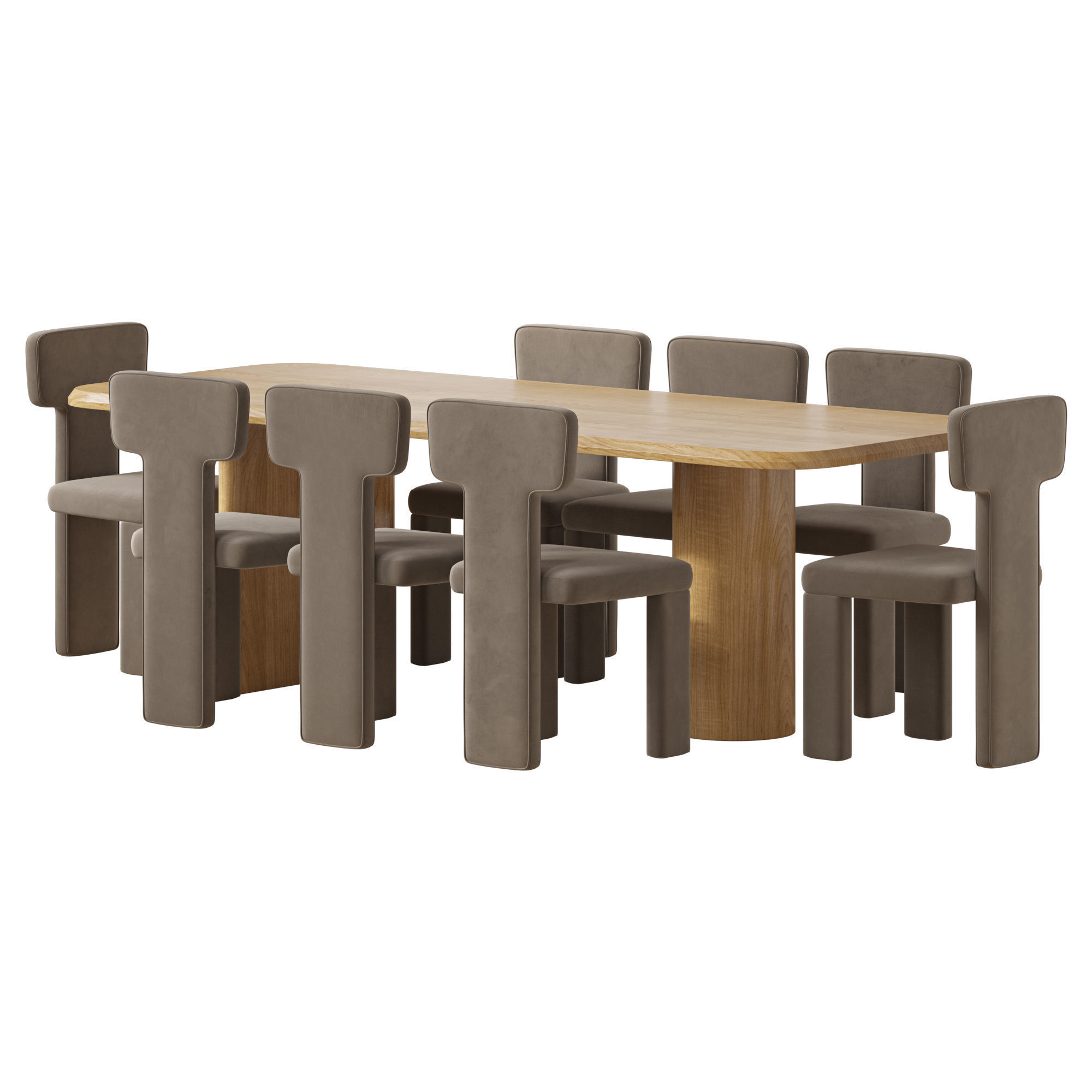Archer Dining Table And Teo Dining Chair 3D model_1