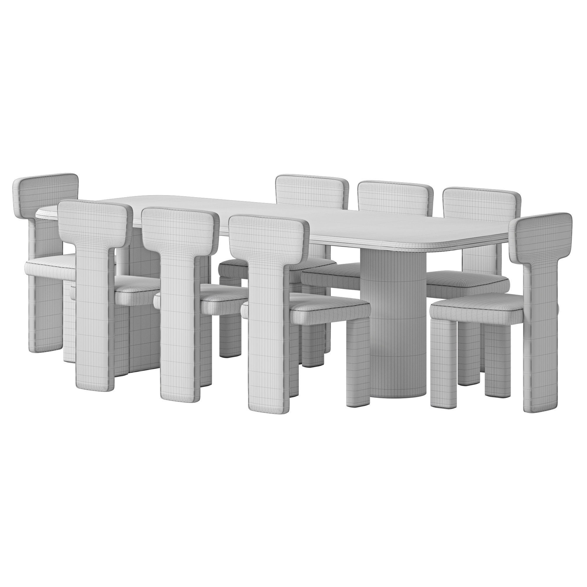 Archer Dining Table And Teo Dining Chair 3D model_12