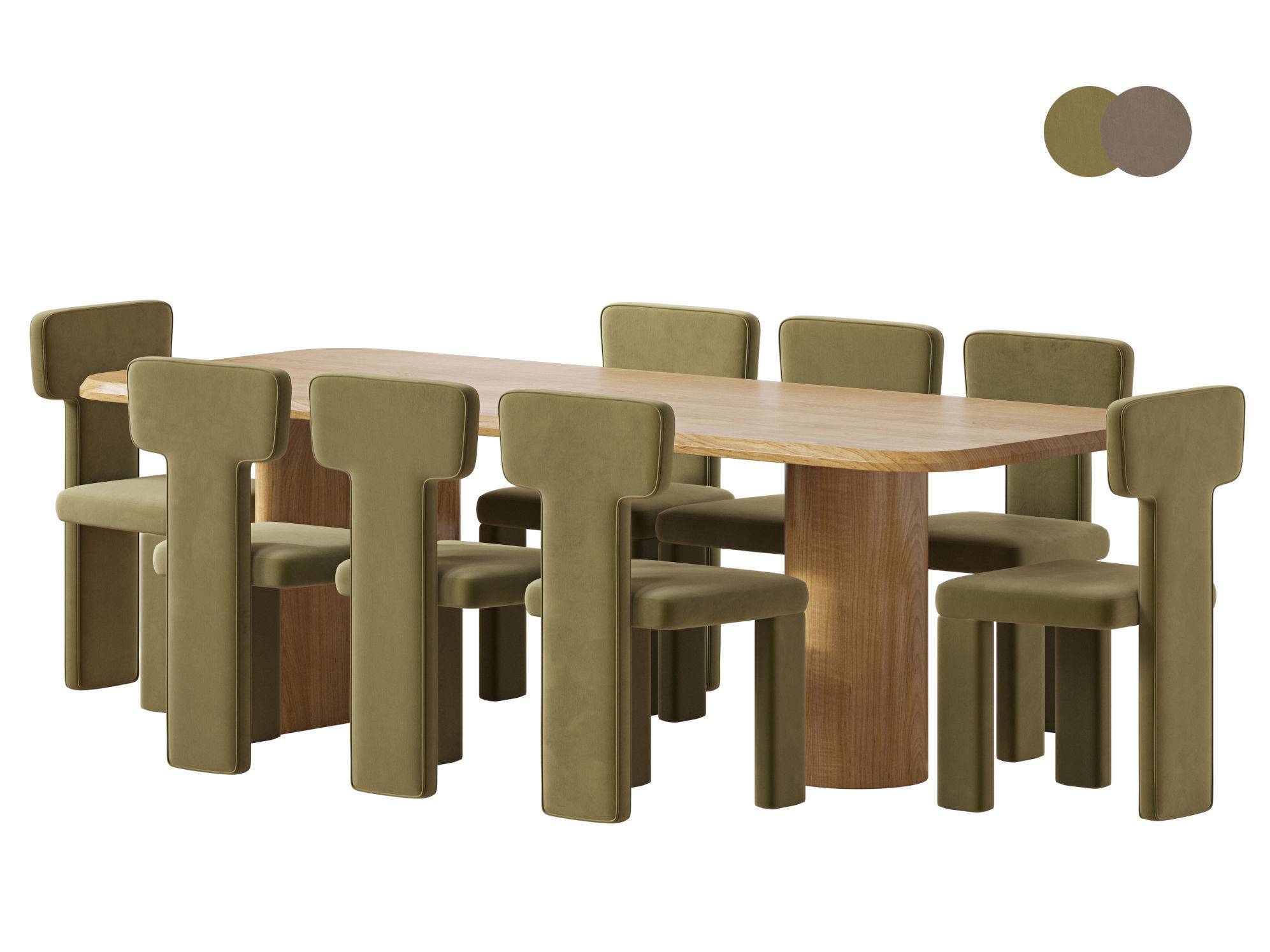Archer Dining Table And Teo Dining Chair 3D model_0