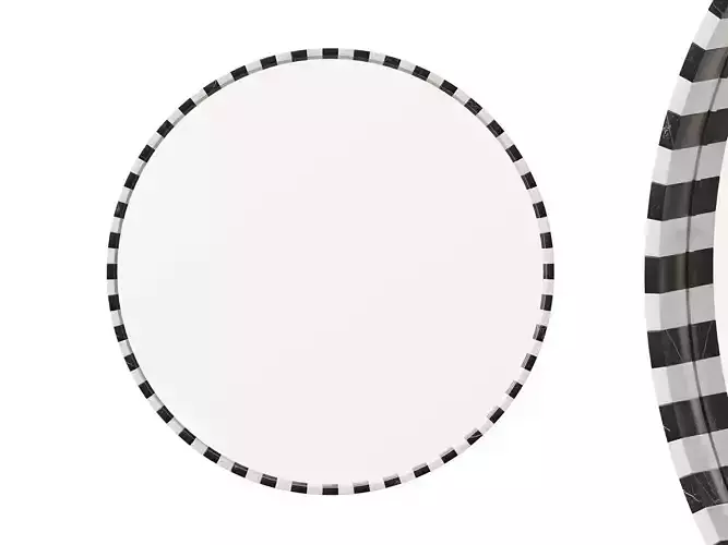 Round Black and White Marble Mirror By Global Views