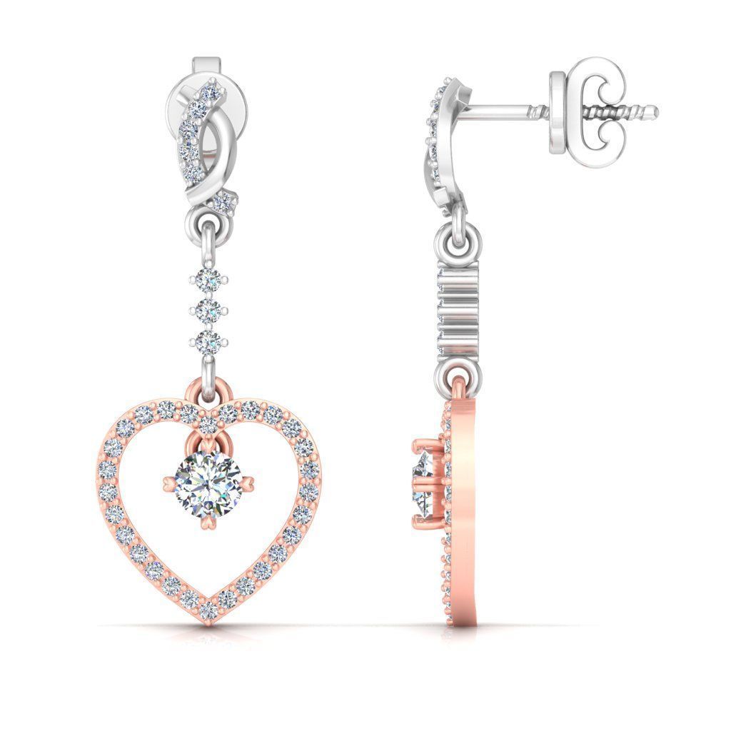 Heart dangle earring 3dm print model 3D print model_3