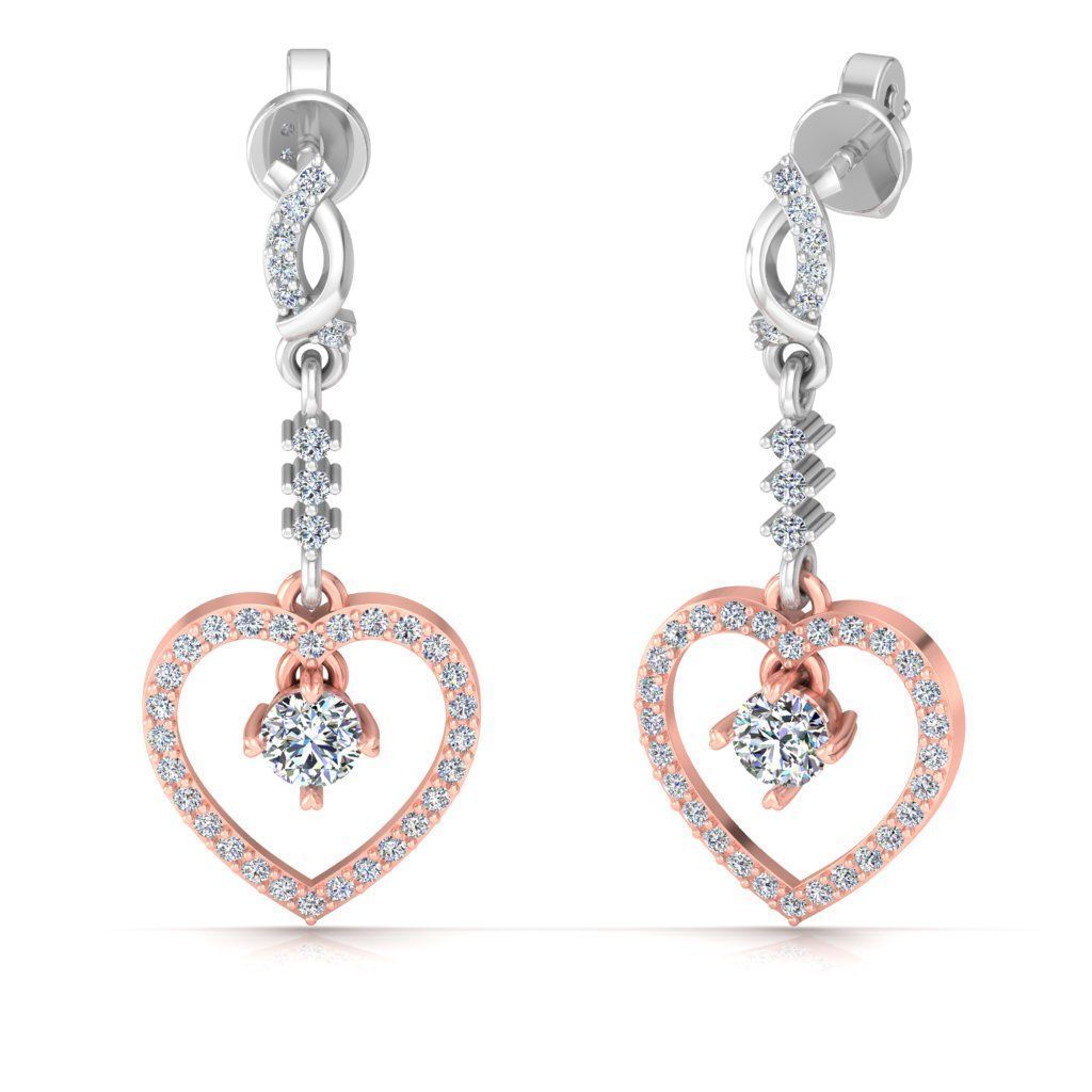 Heart dangle earring 3dm print model 3D print model_2