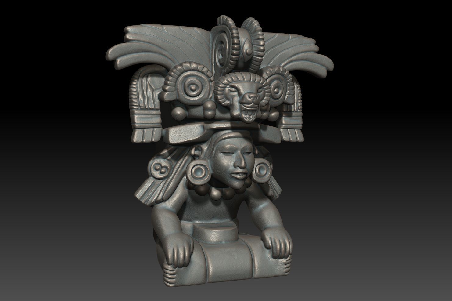 Ancient Mayan Statue 02 241231 3D print model_2