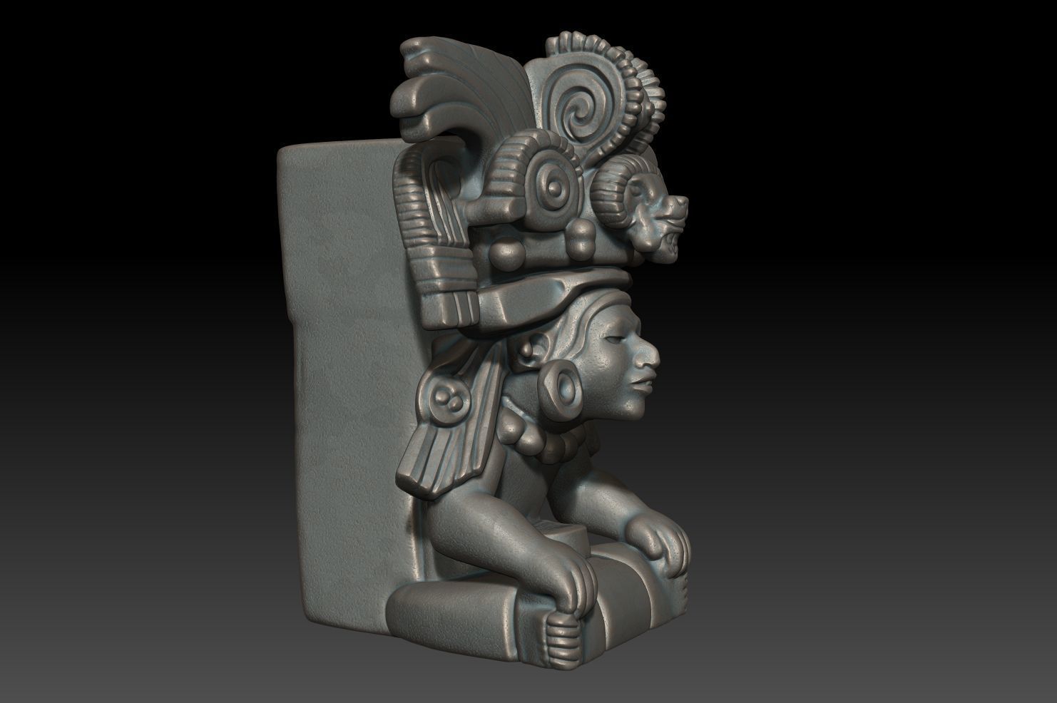 Ancient Mayan Statue 02 241231 3D print model_4
