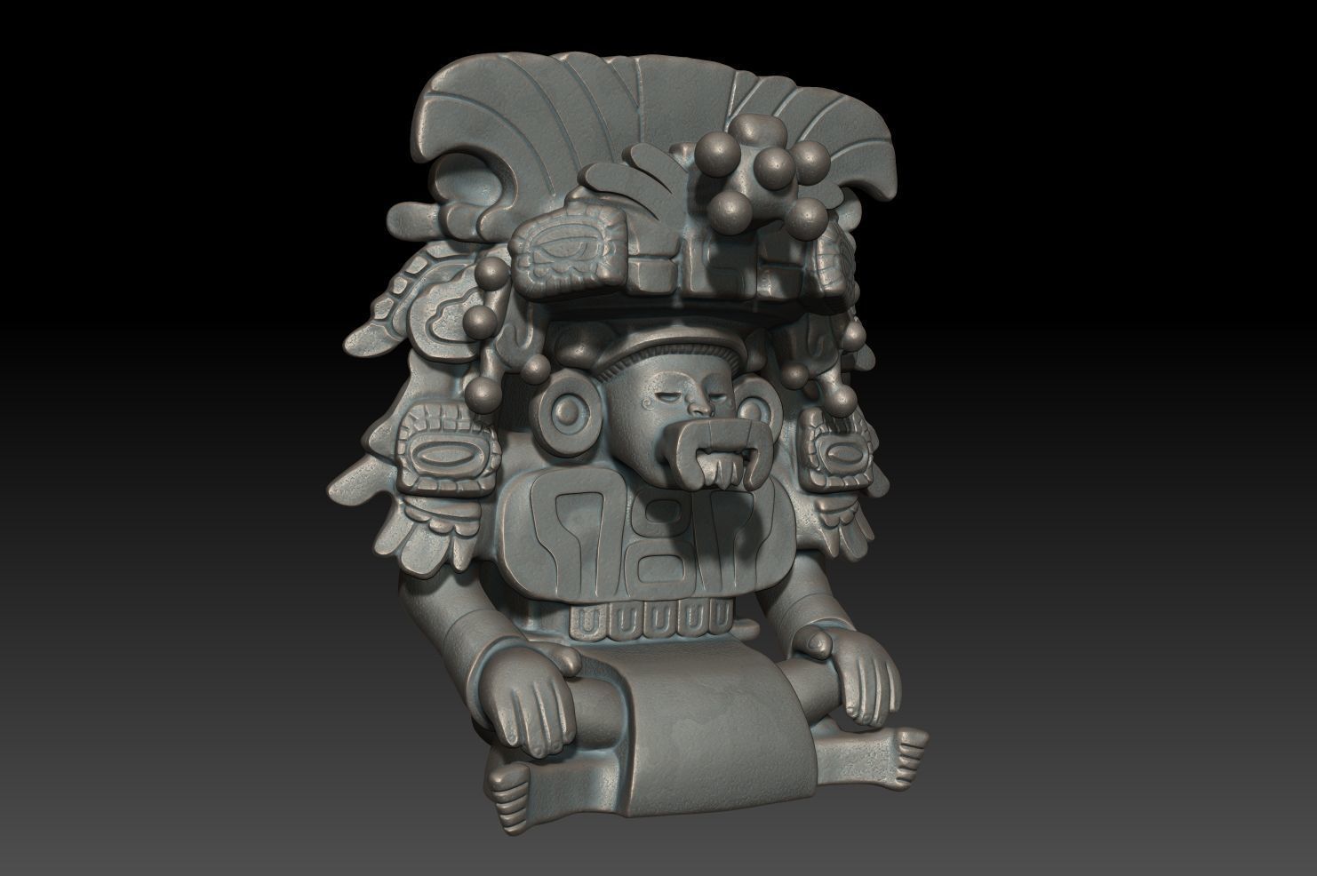 Ancient Mayan Statue 01 241231 3D print model_2