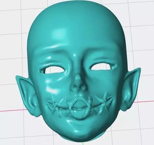 BJD Elf Head With Stitched Mouth Free 3D print model