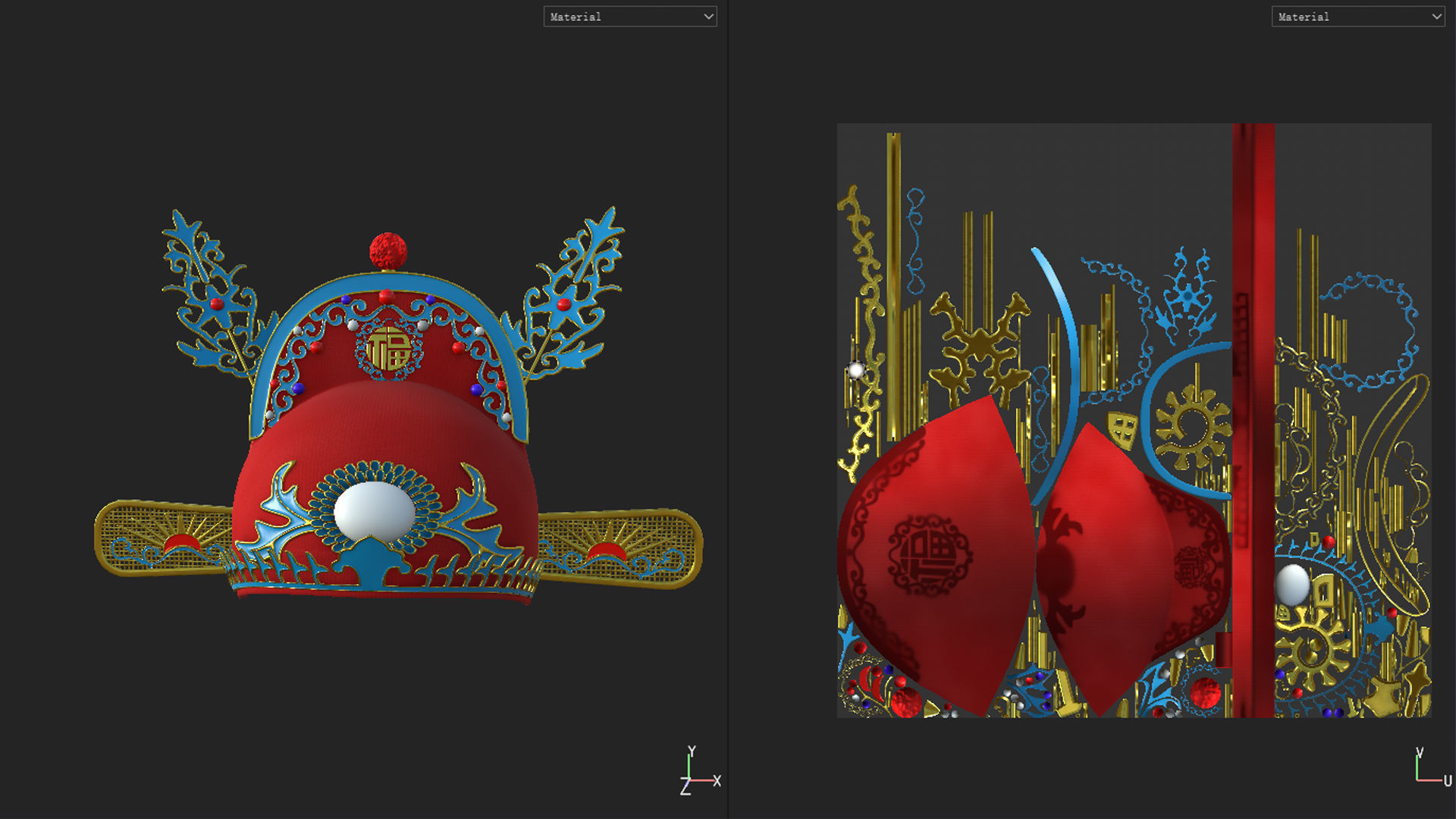 china god hat Low-poly 3D model_9