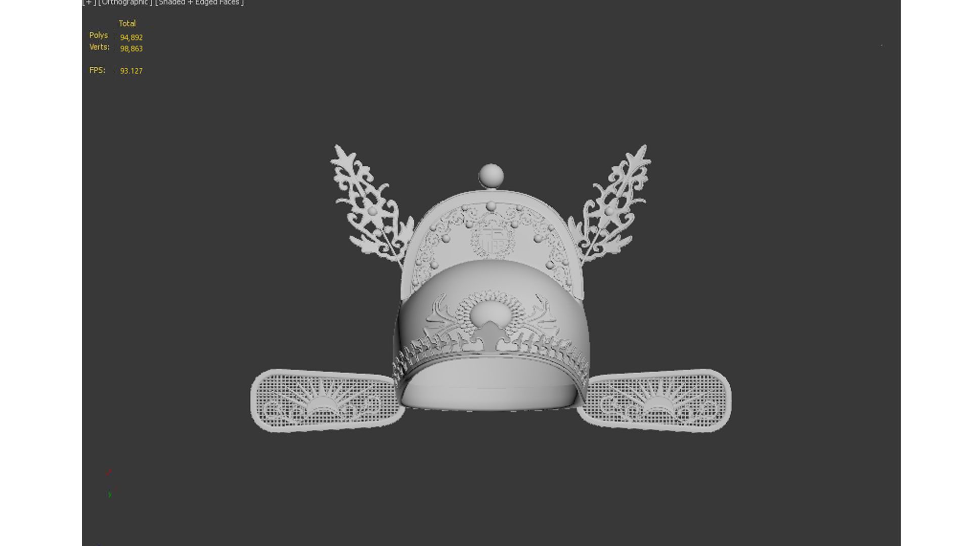 china god hat Low-poly 3D model_8