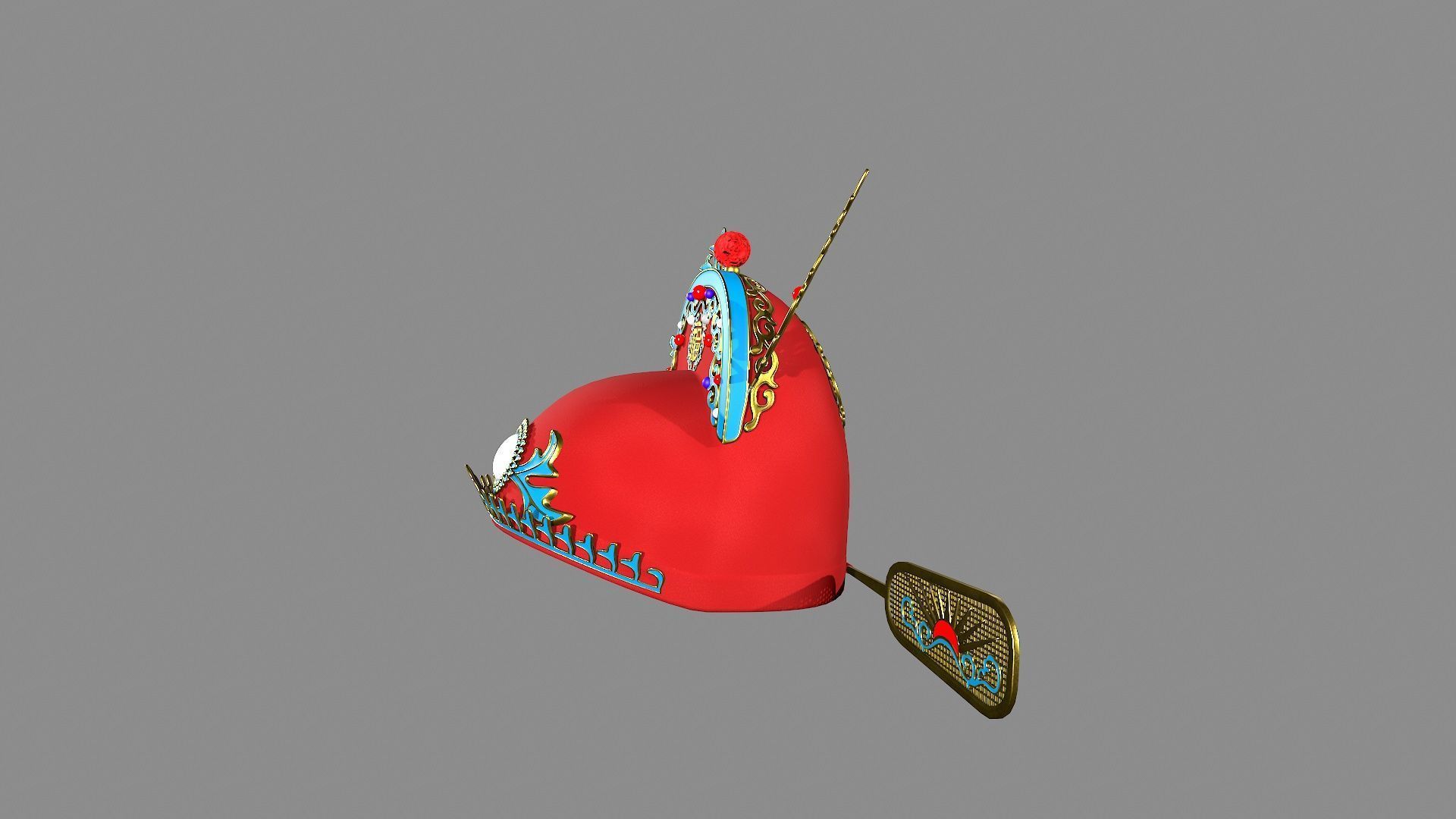 china god hat Low-poly 3D model_4