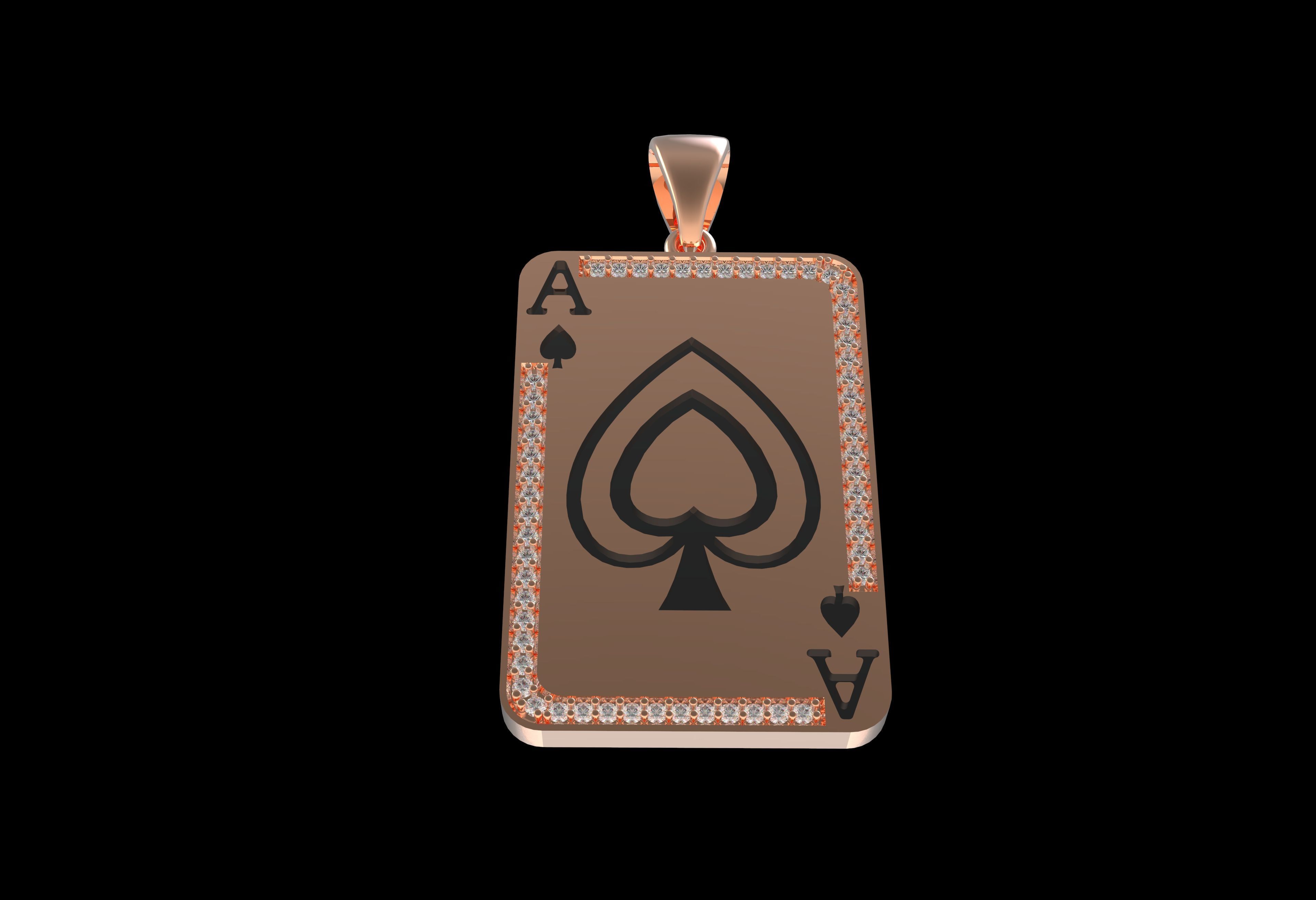 Ace Playing Card Pendant 3D print model_24