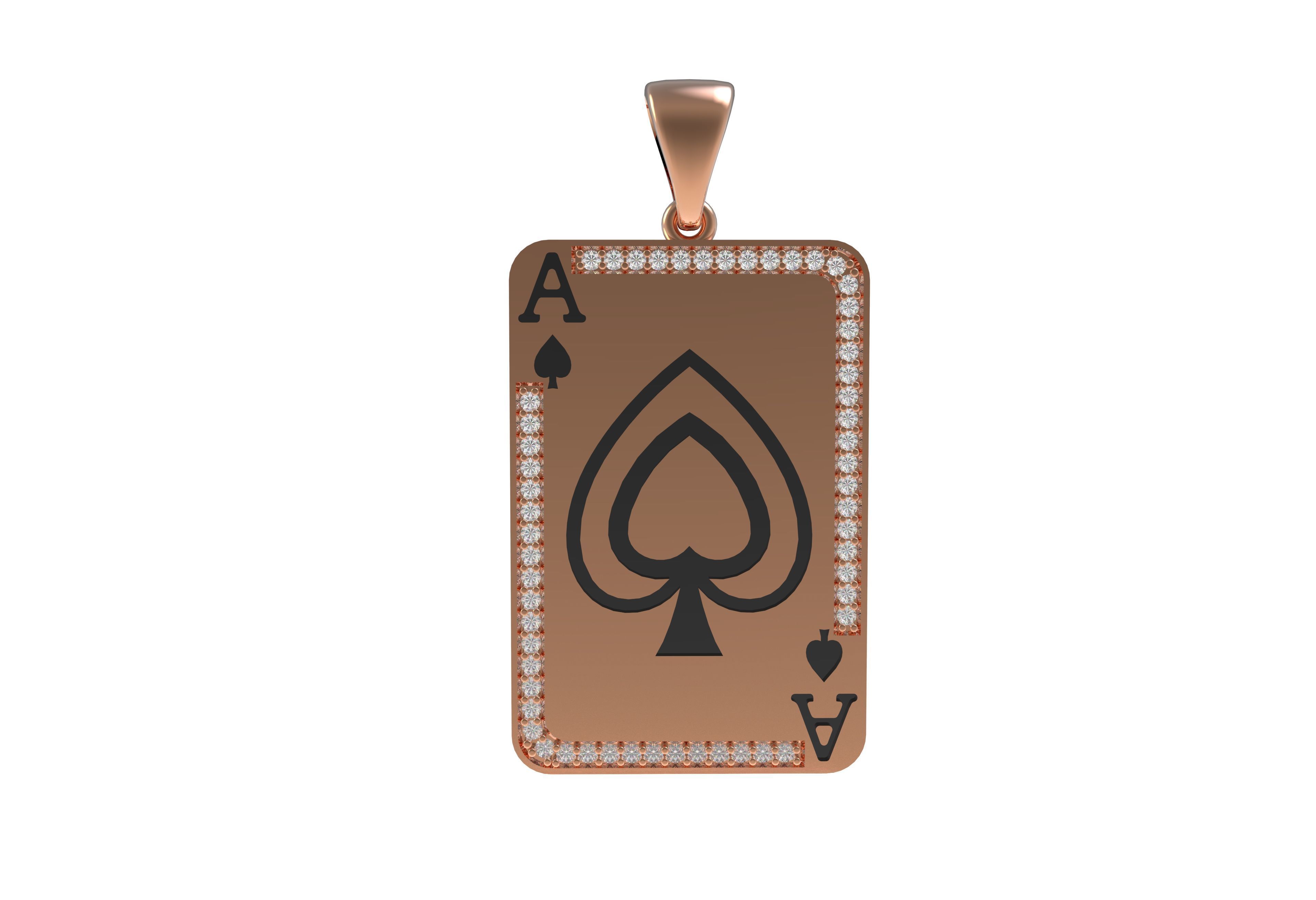 Ace Playing Card Pendant 3D print model_7