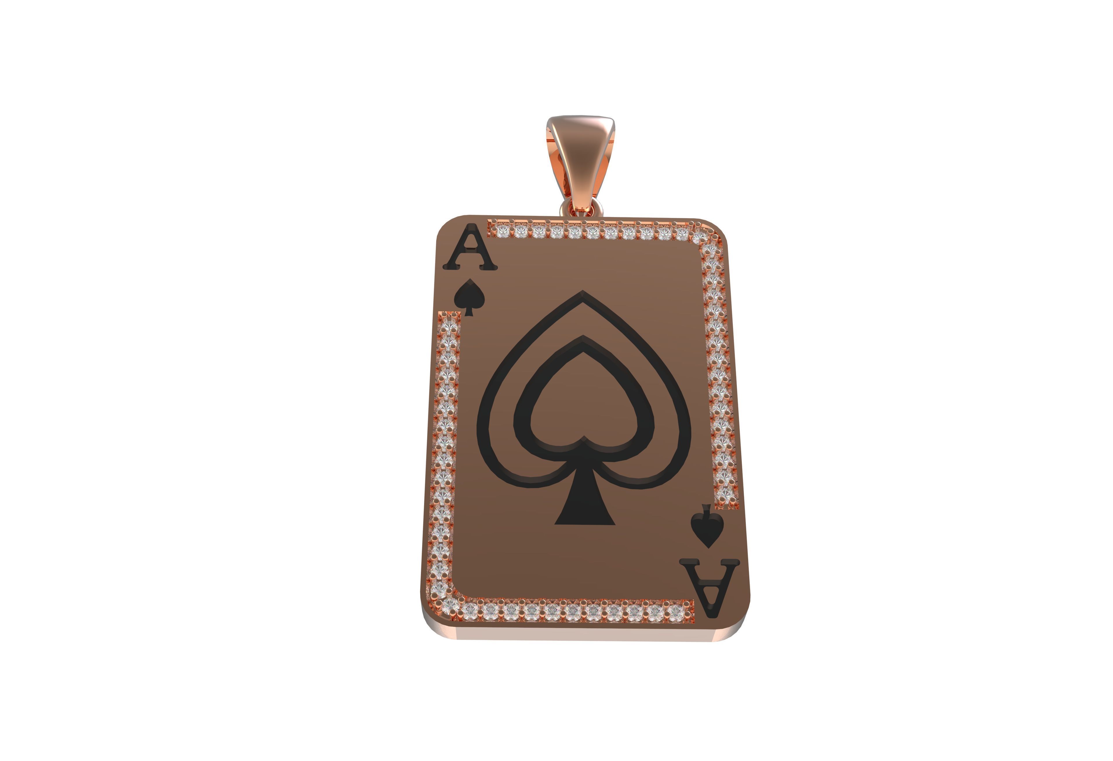 Ace Playing Card Pendant 3D print model_8