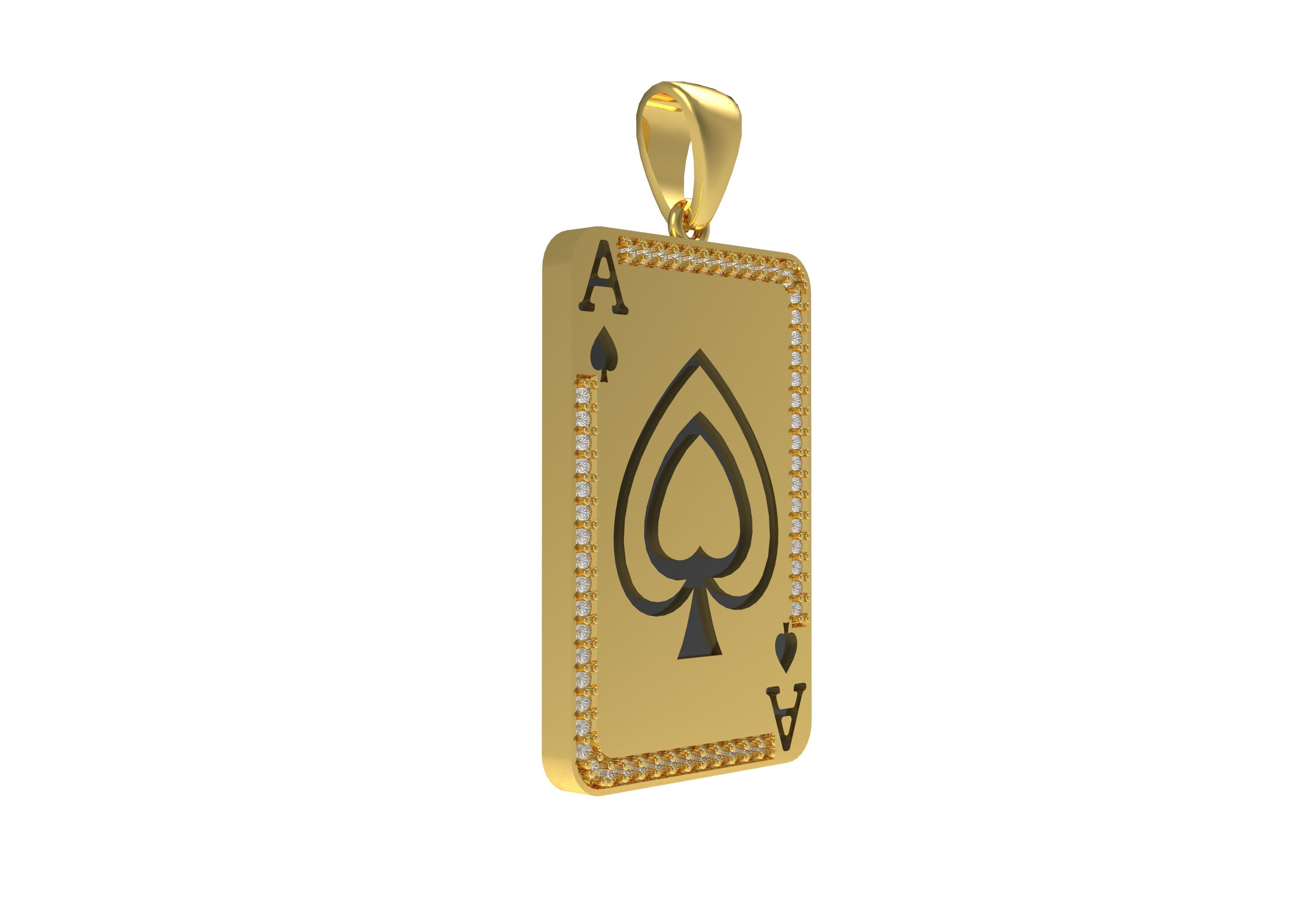 Ace Playing Card Pendant 3D print model_1