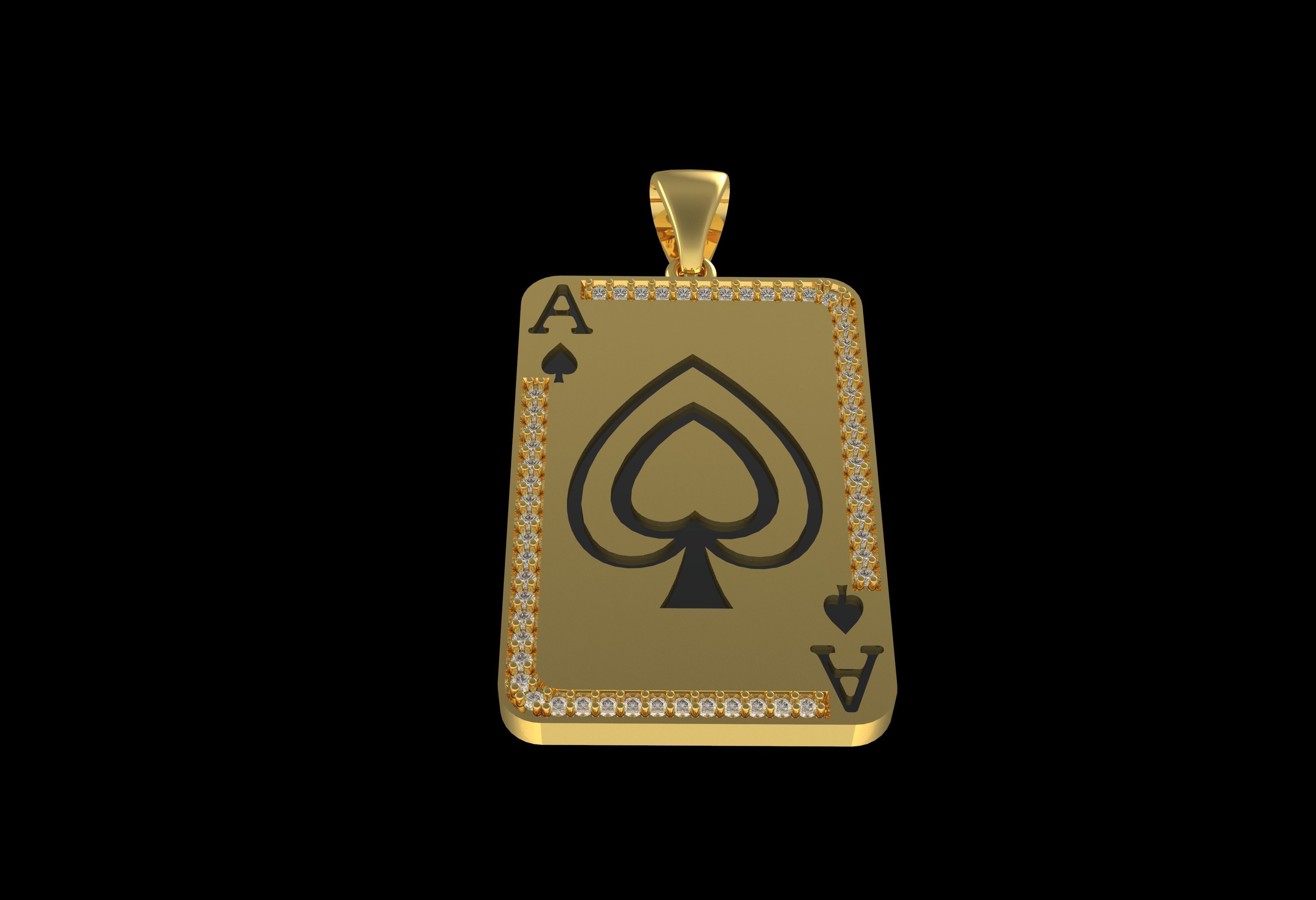 Ace Playing Card Pendant 3D print model_16