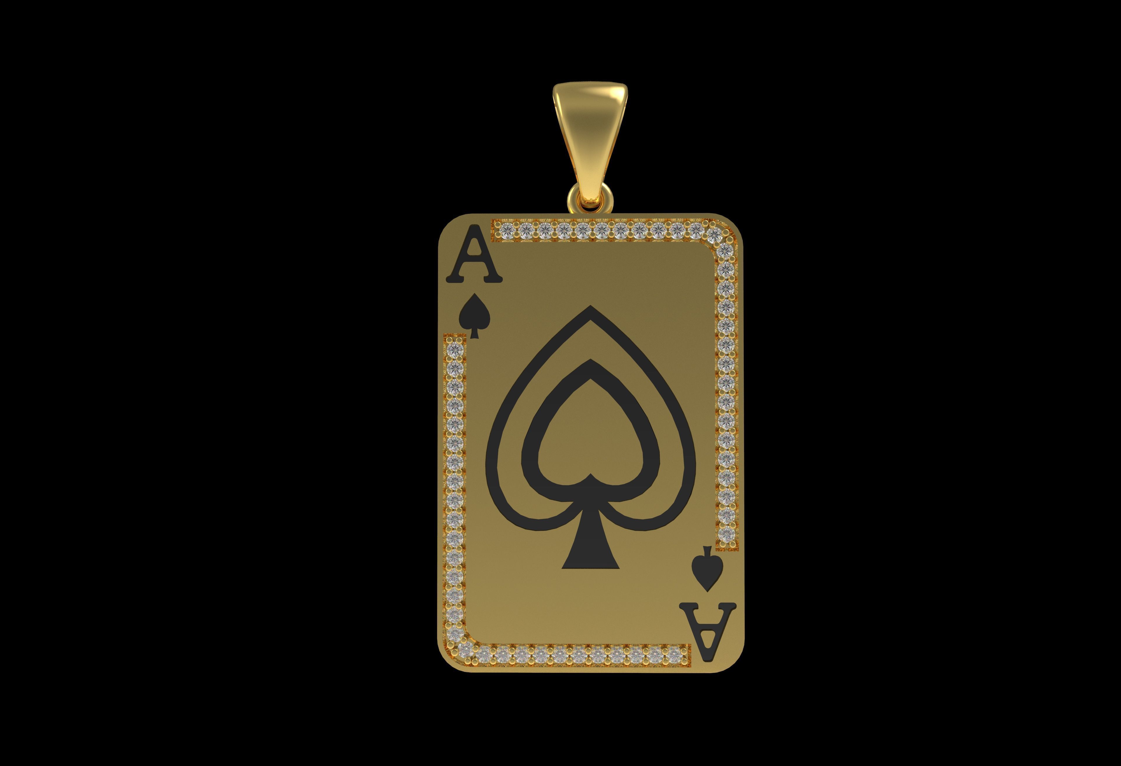 Ace Playing Card Pendant 3D print model_15