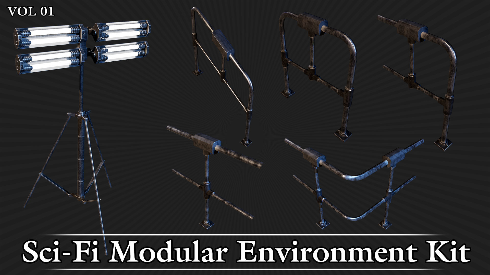 Sci-Fi Modular Environment Kit VOL01 Low-poly 3D model_29