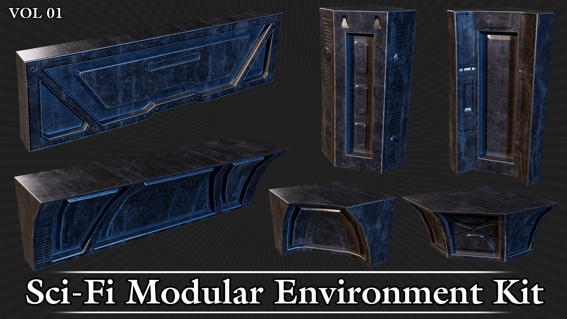 Sci-Fi Modular Environment Kit VOL01 Low-poly 3D model_15