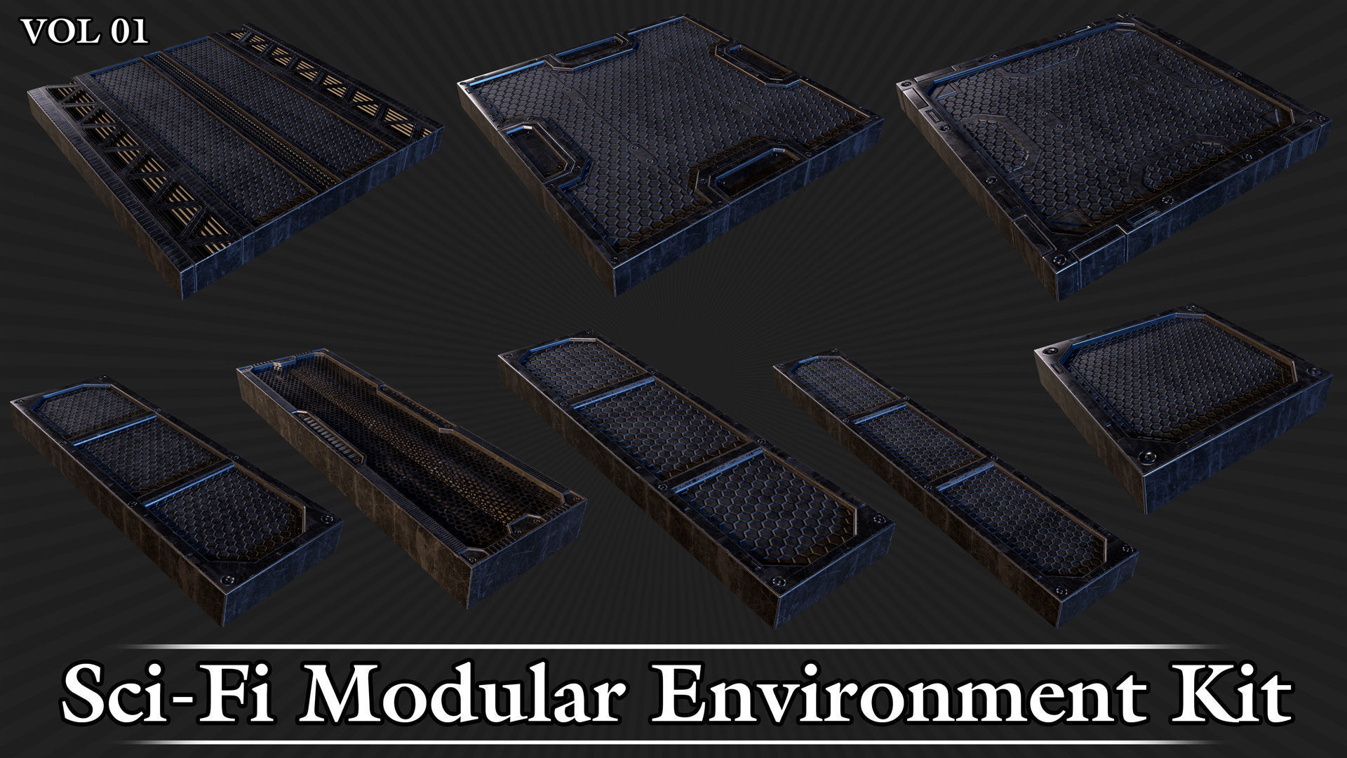 Sci-Fi Modular Environment Kit VOL01 Low-poly 3D model_18