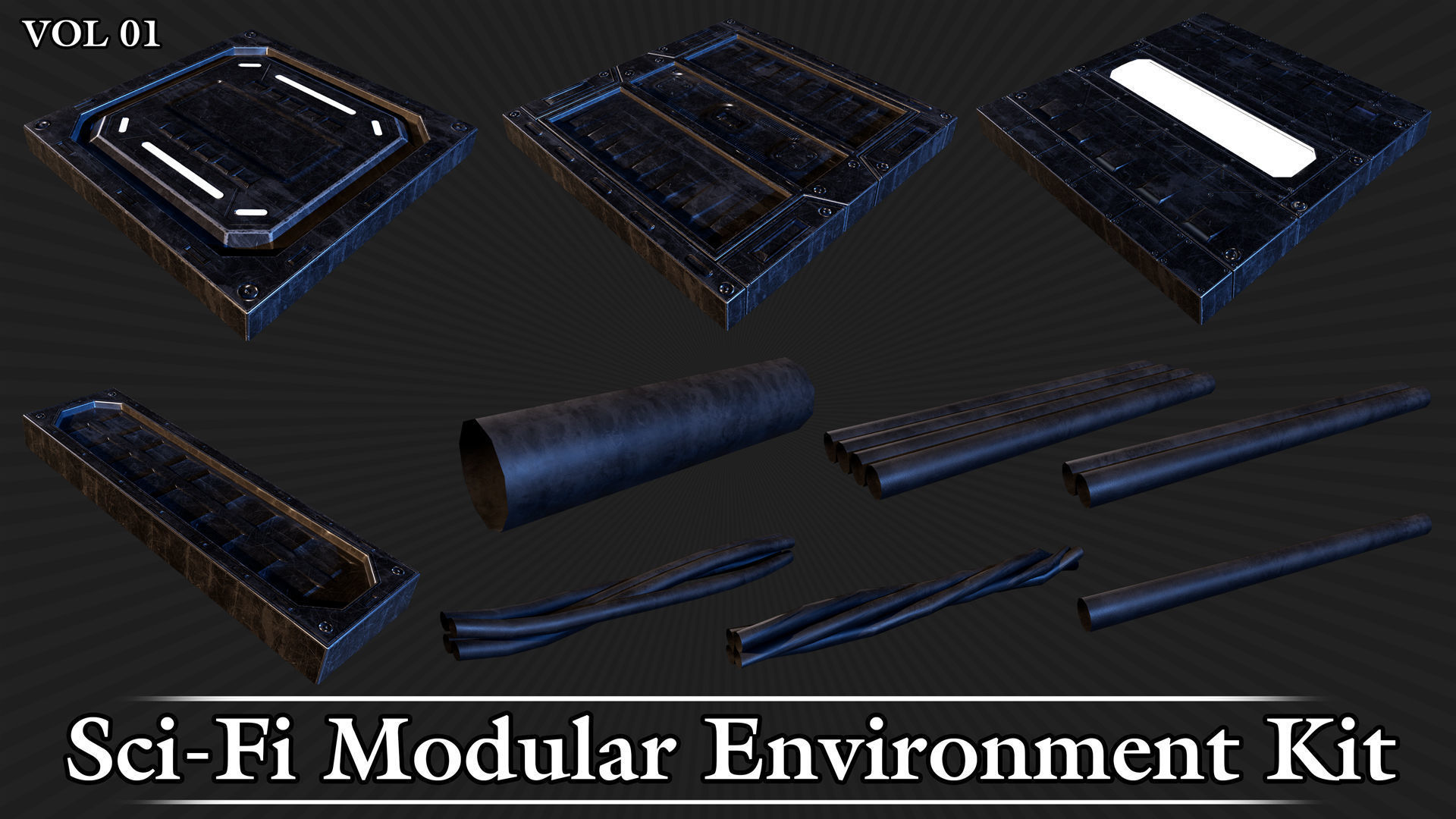Sci-Fi Modular Environment Kit VOL01 Low-poly 3D model_19