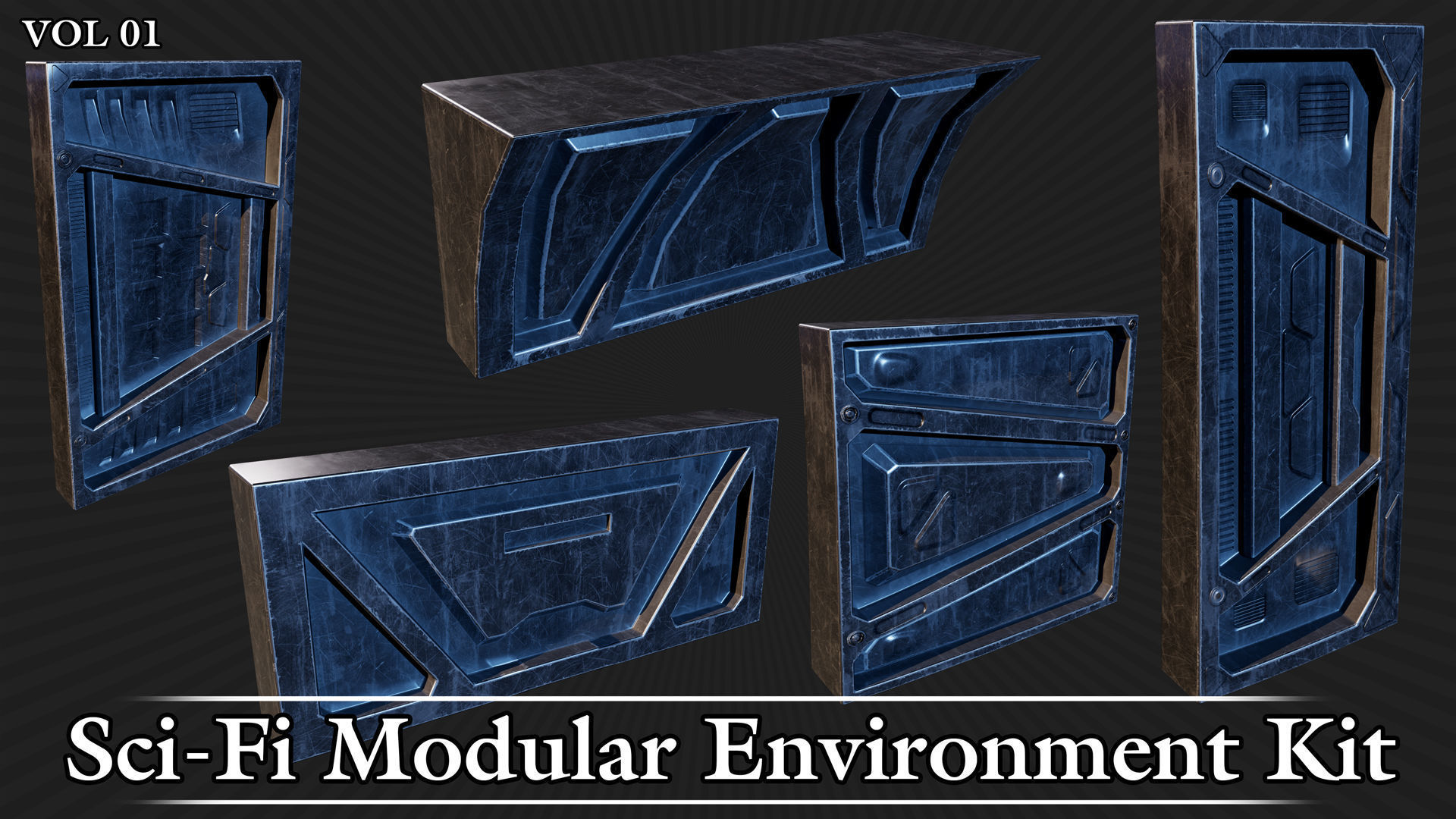 Sci-Fi Modular Environment Kit VOL01 Low-poly 3D model_16
