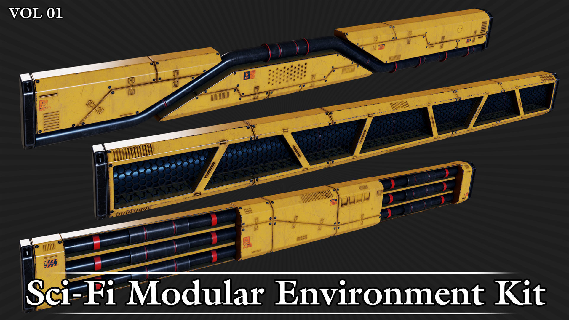 Sci-Fi Modular Environment Kit VOL01 Low-poly 3D model_13