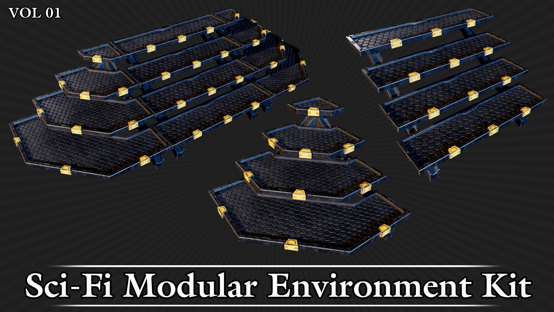 Sci-Fi Modular Environment Kit VOL01 Low-poly 3D model_27