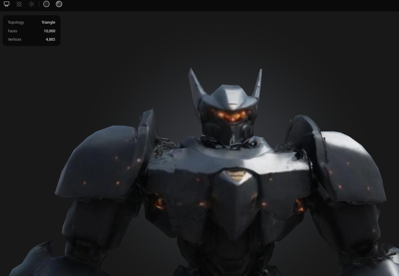 Dark Armored Robot Low-poly 3D model_1