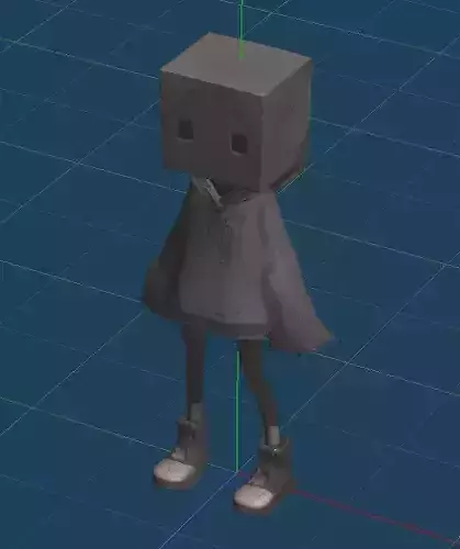 chico con caja en la cabeza 