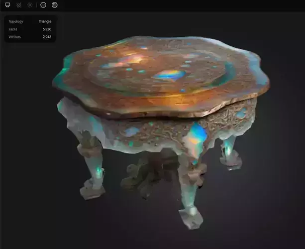 Carved Opal Table Low-poly 3D model