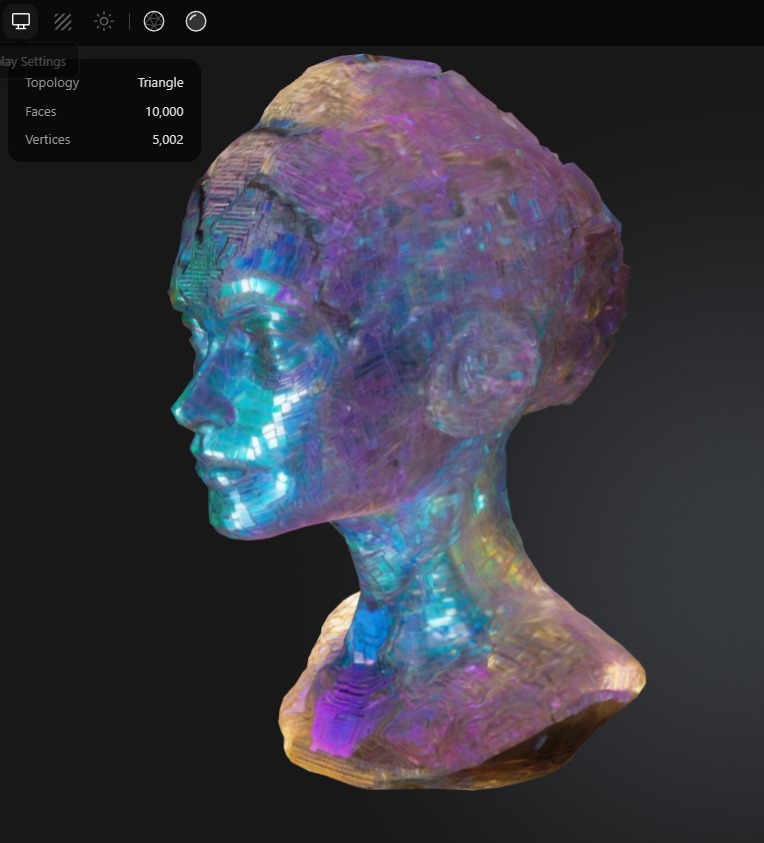 Bismuth Robot Woman Head Bust Low-poly 3D model_1