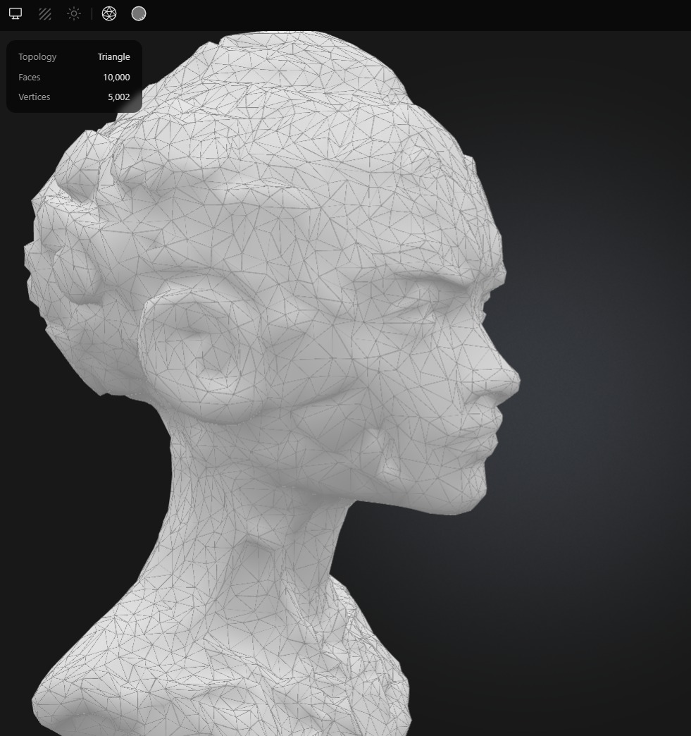 Bismuth Robot Woman Head Bust Low-poly 3D model_3