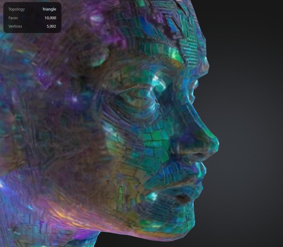 Bismuth Robot Woman Head Bust Low-poly 3D model_2