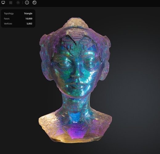 Bismuth Robot Woman Head Bust Low-poly 3D model