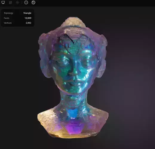 Bismuth Robot Woman Head Bust Low-poly 3D model
