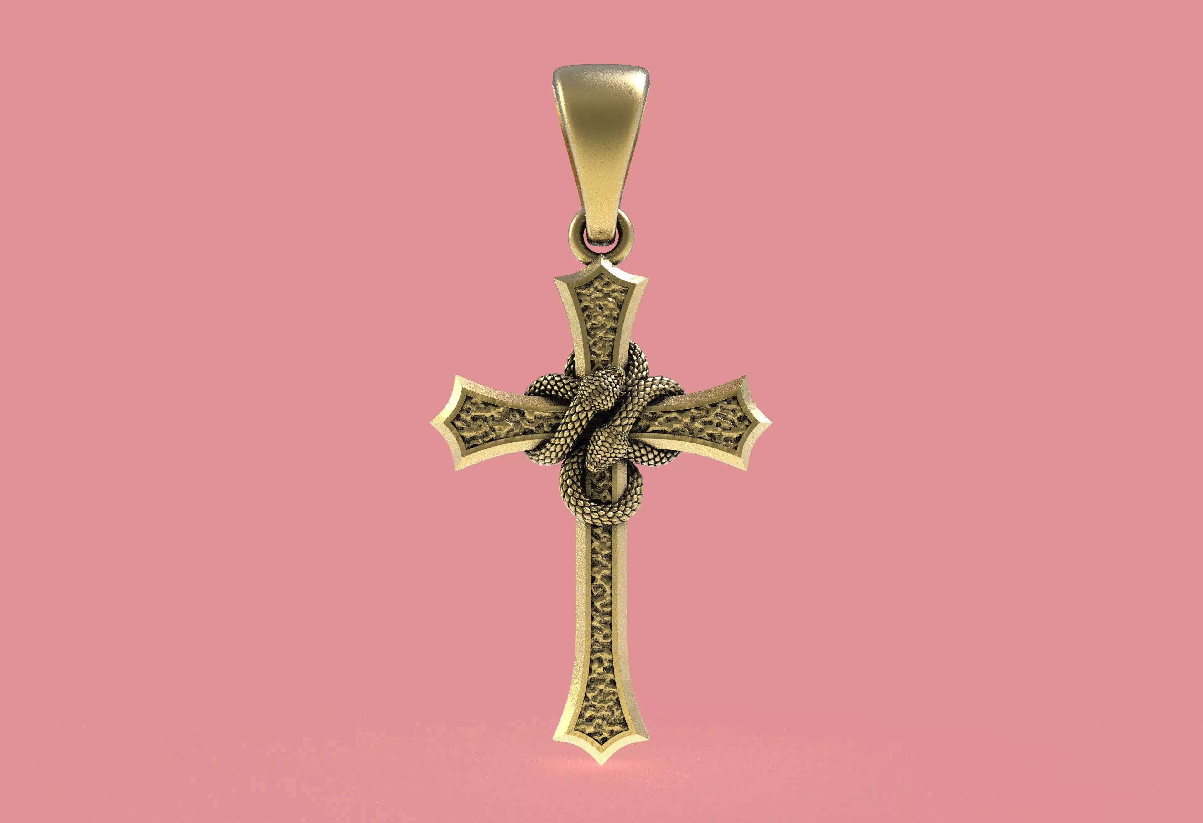 Snake around Cross Pendant 3D print model