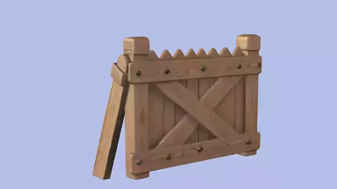 wooden barricade defense against zombies   3D Game Ready Model