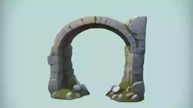 Stone arch with greenery 3D Game Ready Model